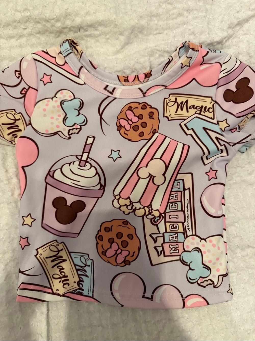 Girls Pink & Lavender Magical Snack Print Short Sleeve Pajama Top